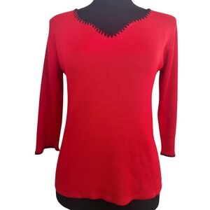 Joseph A Designer Sweater Women Small Qu'est-ce Que C'est Silk? Whipstitch Trim